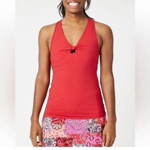 EleVen by Venus Williams Red Tie Front‎ Fitted Tank Top
